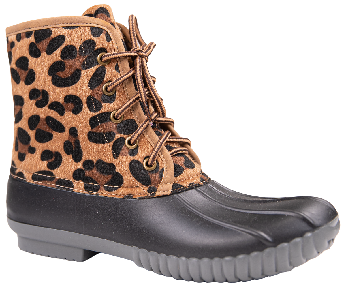 Womens leopard 2025 print duck boots