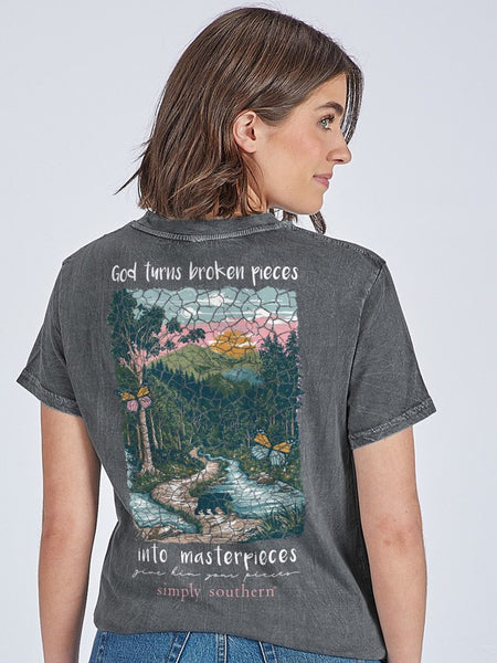 Simply Southern®  Short Sleeve - God turns broken pieces into masterpieces' and 'Give him your pieces