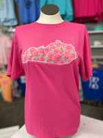 Pink Embroidered Kentucky Rose Applique Tshirt