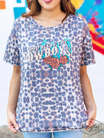 GOD BLESS THE COWBOYS ON THIS ALLEY CAT LEOPARD SHORT SLEEVES TEE, LEOPARD