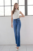 KanCan High Rise Exposed Button Bootcut Jean