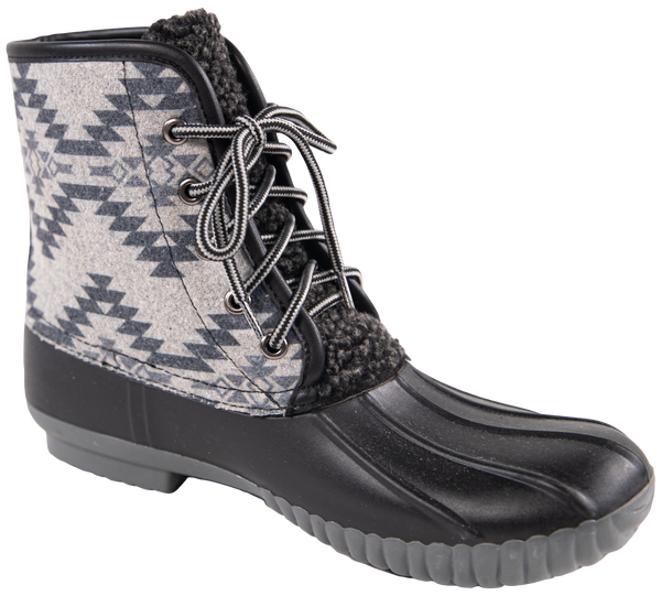 Simply Southern - Duck Boots -  Quilted Gray Aztec