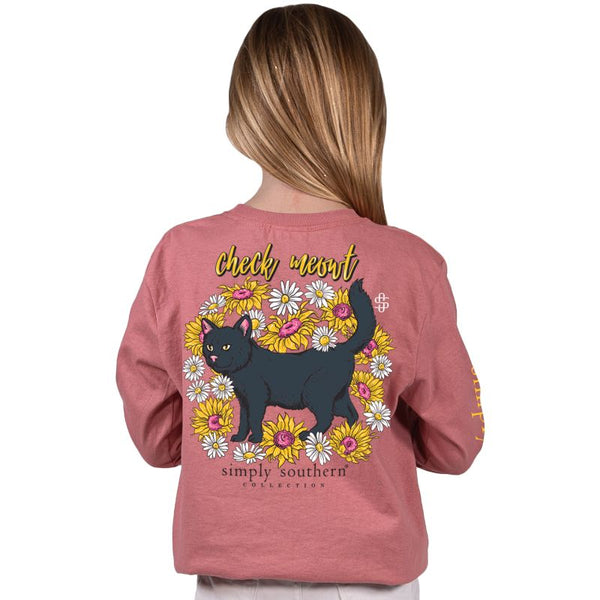 Simply Southern - Long Sleeve - Youth - Check Meowt Cat