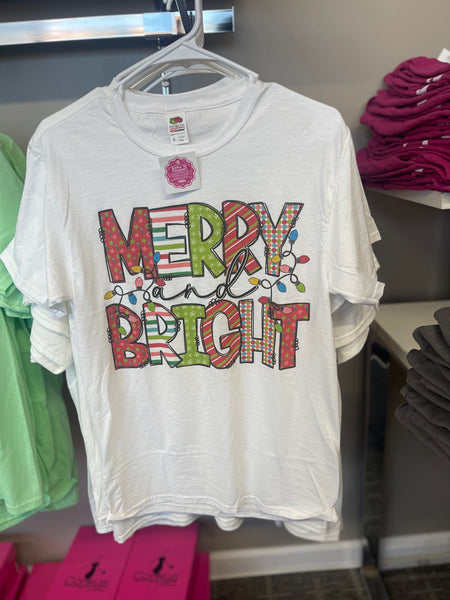 Merry and Bright Christmas White Tshirt